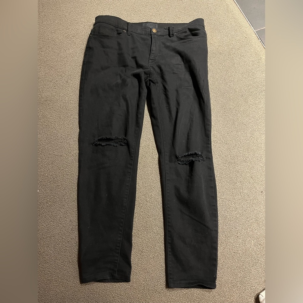 Forever21 mens black denim distressed skinny slim 32-33 waist line